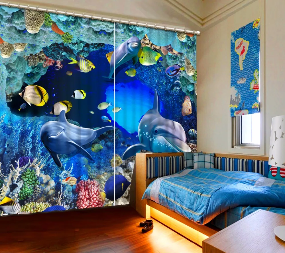 3D Curtain Fashion Customized Blue Coral Reef fish Dolphin Curtain Design 3D Photo Window Curtain For The Bedroom
3D Curtain Fashion Customized Blue Coral Reef fish Dolphin Curtain Design 3D Photo Window Curtain For The Bedroom