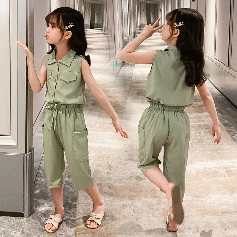 5-12 Years Children Girls Clothes Set Sleeveless T-Shirt +Cropped Short Pants Summer Fashion Outfit Kids Girls Clothes Suit
5-12 Years Children Girls Clothes Set Sleeveless T-Shirt +Cropped Short Pants Summer Fashion Outfit Kids Girls Clothes Suit