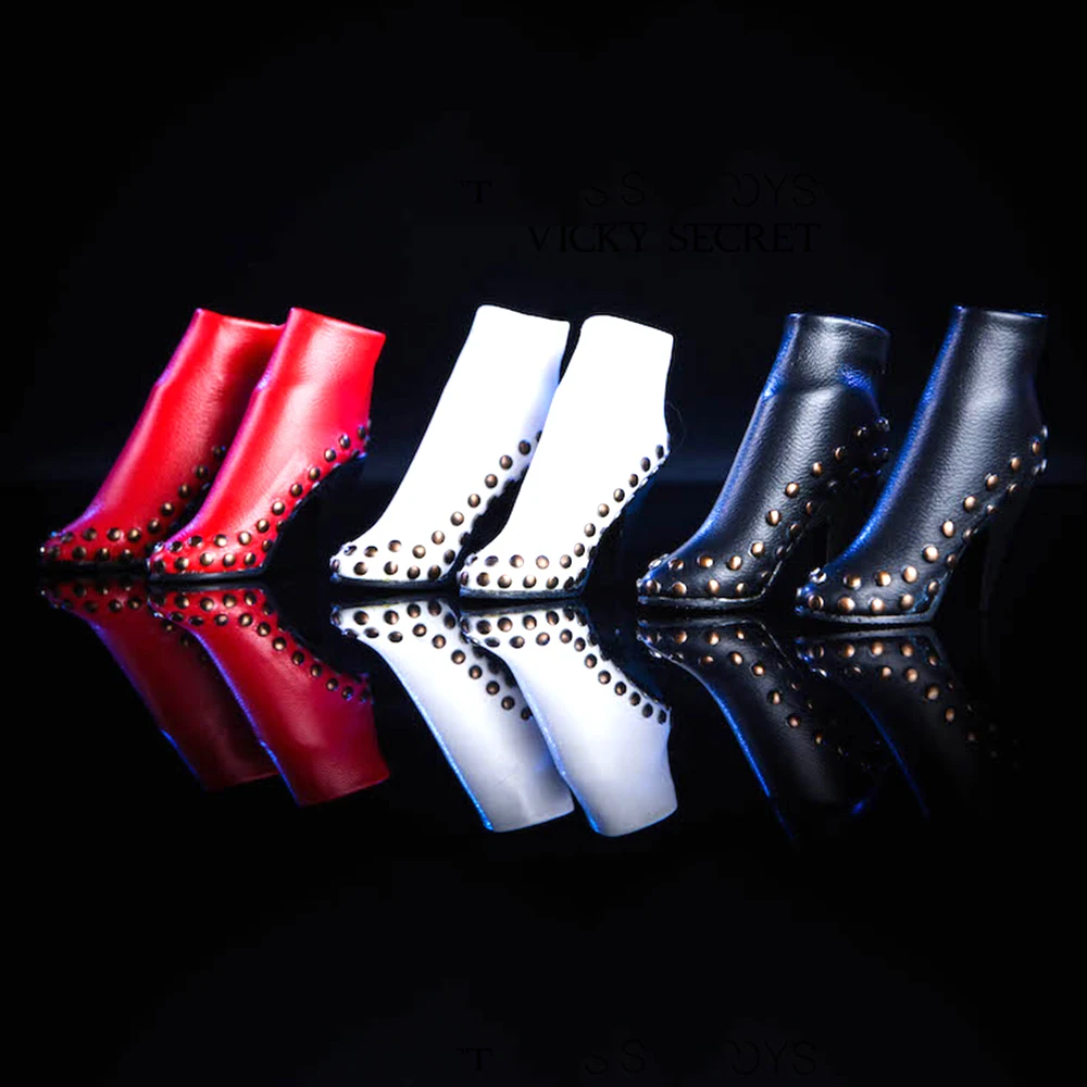 

1/6 Scale Female Figure Accessory Rivet Booties Short Boots 18XG35 PU Solid Inside boots Model Toys Gift Collection