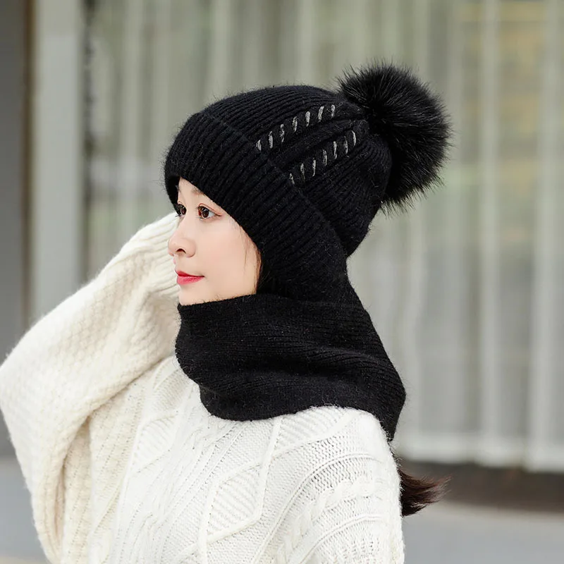 Зимняя Теплая Вязаная Шапка-бини 7 цветов, женские универсальные шапочки с шарфом, Пушистая Шапка-ушанка, ветрозащитная уличная шапка Ins 2020 
Зимняя Теплая Вязаная Шапка-бини 7 цветов, женские универсальные шапочки с шарфом, Пушистая Шапка-ушанка, ветрозащитная уличная шапка Ins 2020