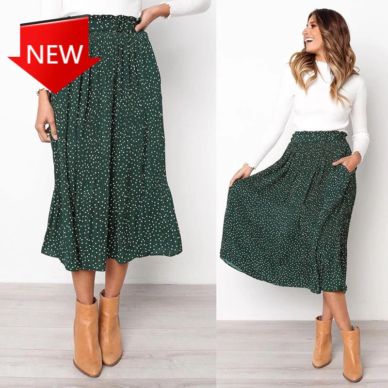 Midi Skirt Women Elastic High Waist Side Pockets Skirts Summer 2022 Elegant Female Bottom White Dots Floral Print Pleated
Midi Skirt Women Elastic High Waist Side Pockets Skirts Summer 2022 Elegant Female Bottom White Dots Floral Print Pleated