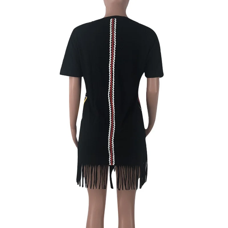 New Fashion Women Summer Dress Short Sleeve Letters Print Tassel Design T shirt Dress Casual Women Cloth Streetwear
New Fashion Women Summer Dress Short Sleeve Letters Print Tassel Design T shirt Dress Casual Women Cloth Streetwear