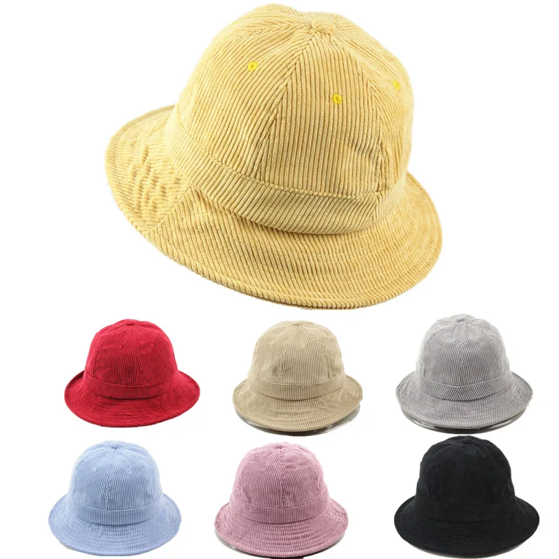 

Fisherman's Hat Men's And Women's Corduroy Bucket Cap Folding Sun Caps Dome Basin Hat Fashion Solid Color Caps Kpop Hats