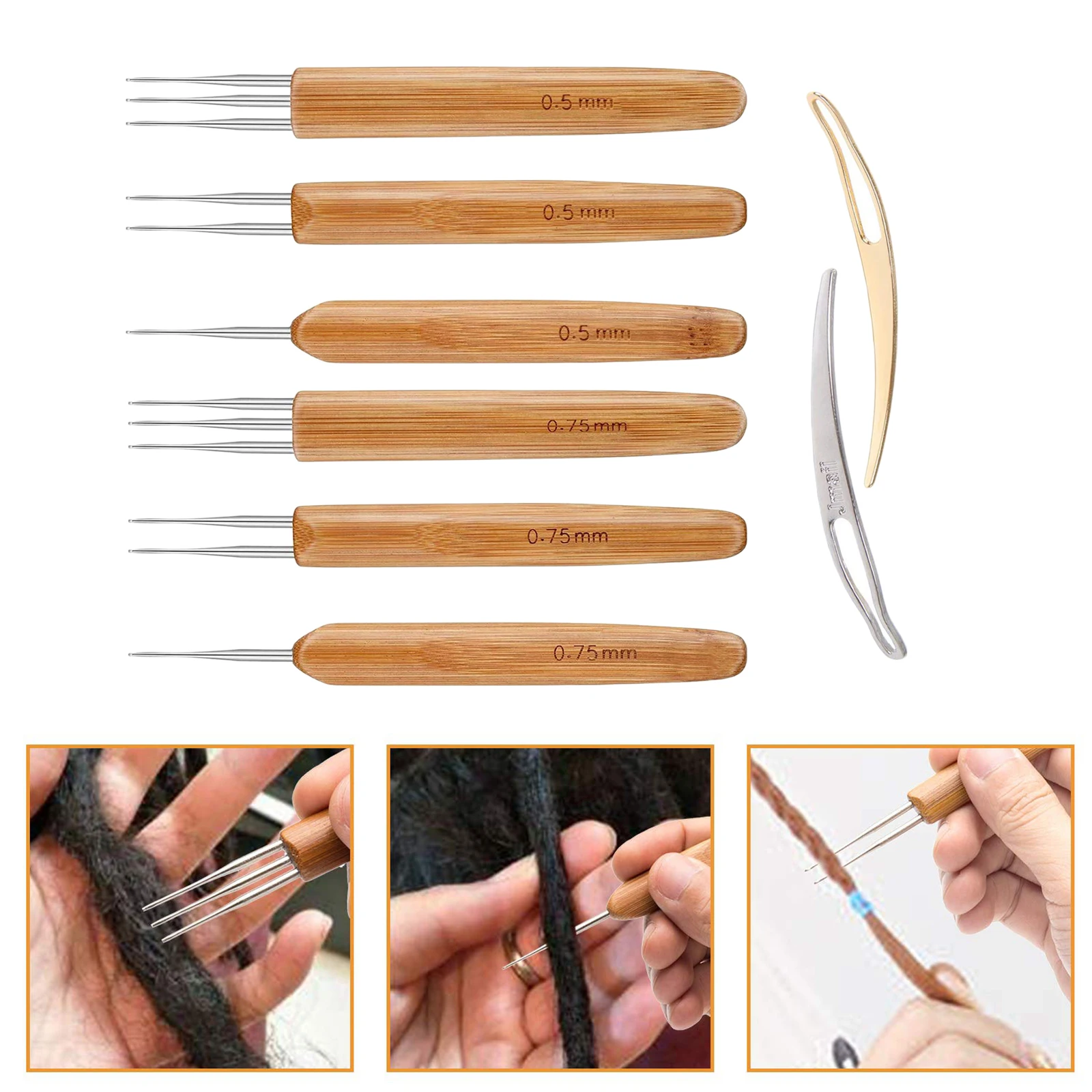 8PCS Crochet Hook For Dreadlocks Wig Needle 1/2/3 Hooks Needle Hair Extension Tool Braider 0.5Mm/0.75Mm Bamboo Needle Holder
8PCS Crochet Hook For Dreadlocks Wig Needle 1/2/3 Hooks Needle Hair Extension Tool Braider 0.5Mm/0.75Mm Bamboo Needle Holder
