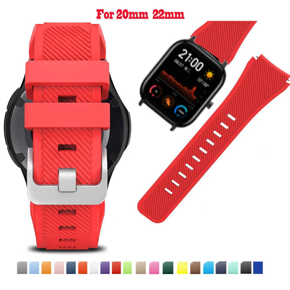 

20/22mm Double Color Silicon Replacement Watchband For Xiaomi Huami Amazfit/ 2/2S/ Bip Youth/GTS Watch For Amazfit GTR 42/47mm