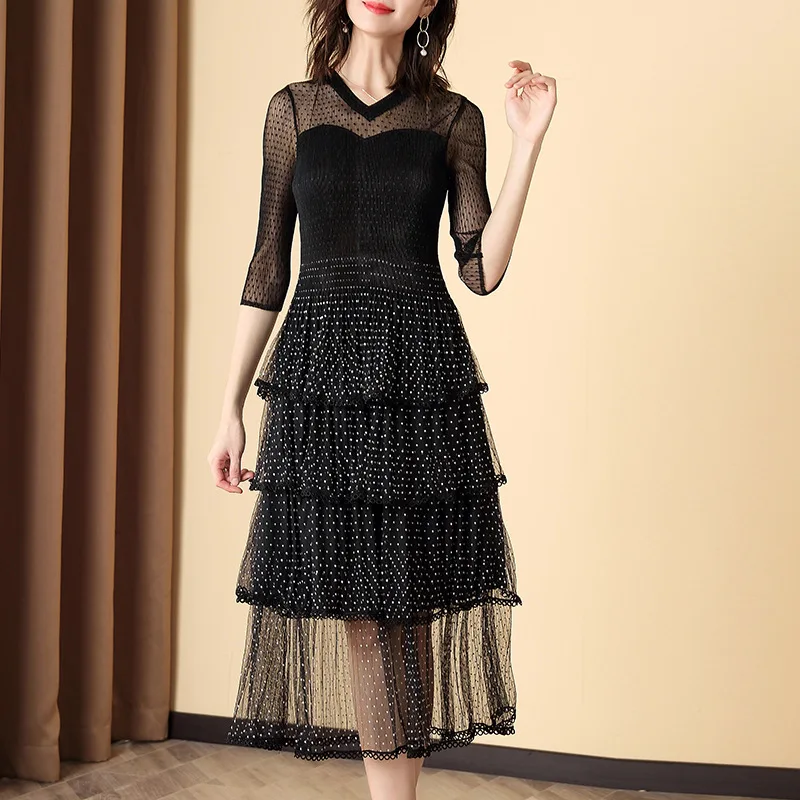 Plus Size Dress Polka Dot 2020 Women Spring And Summer V Neck Three Quarter Sleeve Big Stretch Fashion Slim Cake Dress
Plus Size Dress Polka Dot 2020 Women Spring And Summer V Neck Three Quarter Sleeve Big Stretch Fashion Slim Cake Dress