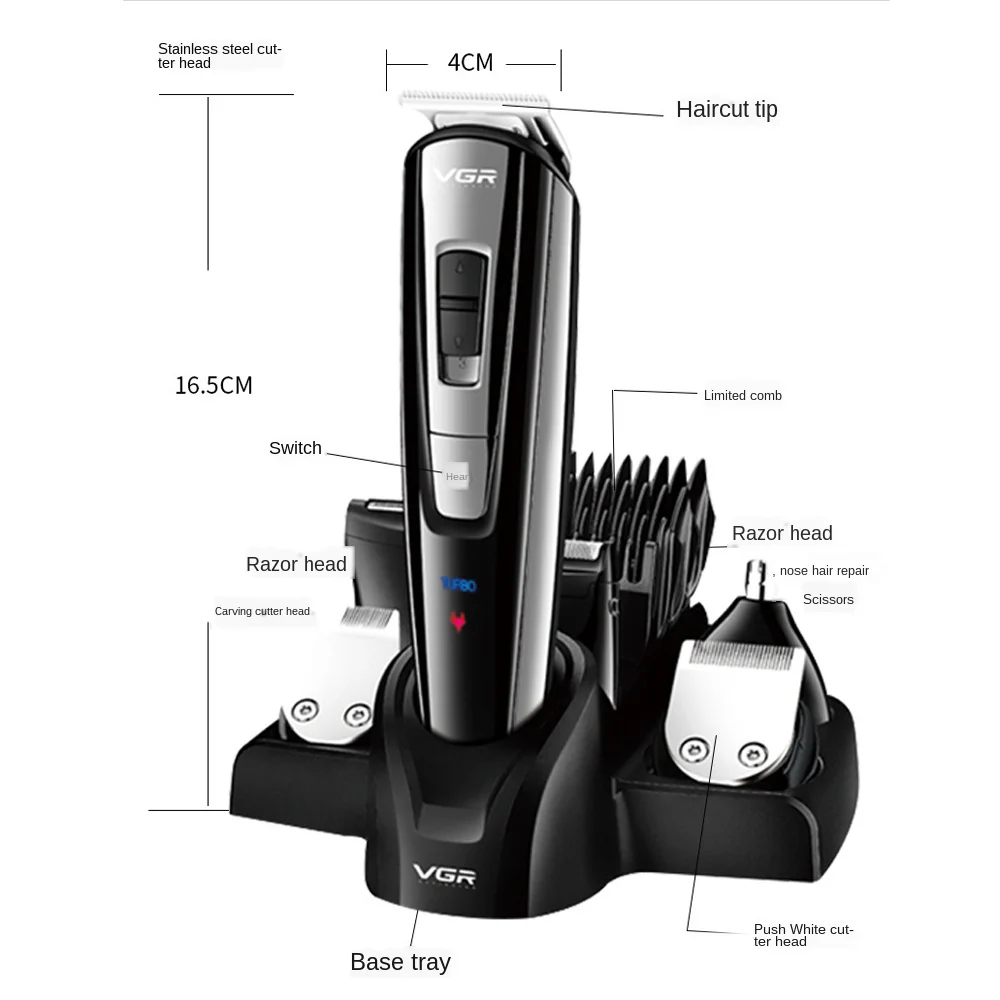 VGR Multi-Function Hair Clipper Adult Rechargeable Shaver Electric Razor Electric Hair Cutter
VGR Multi-Function Hair Clipper Adult Rechargeable Shaver Electric Razor Electric Hair Cutter