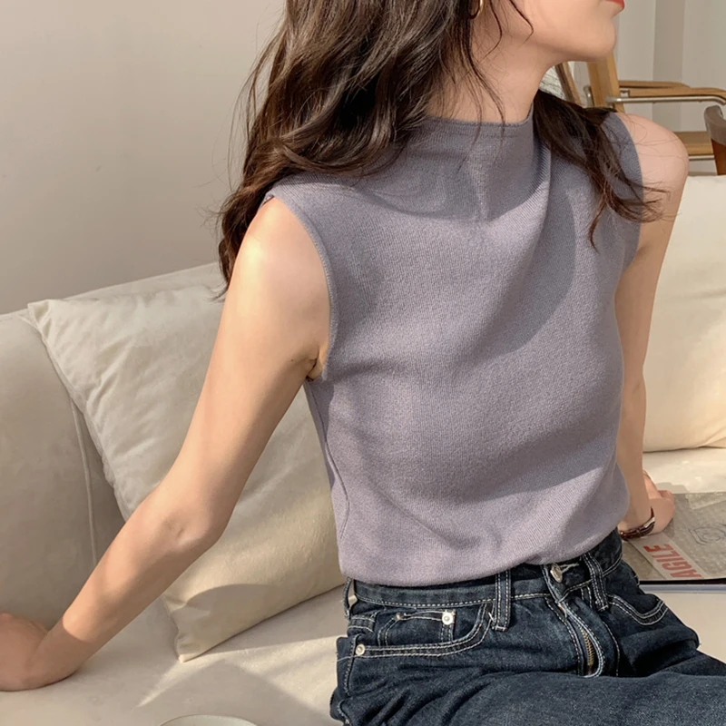 Sexy Knitted Top Summer Turtleneck Tank top Women camisole Blouse Sleeveless Slim Top Female sleveless t-shirt Vest Casual Camis
Sexy Knitted Top Summer Turtleneck Tank top Women camisole Blouse Sleeveless Slim Top Female sleveless t-shirt Vest Casual Camis