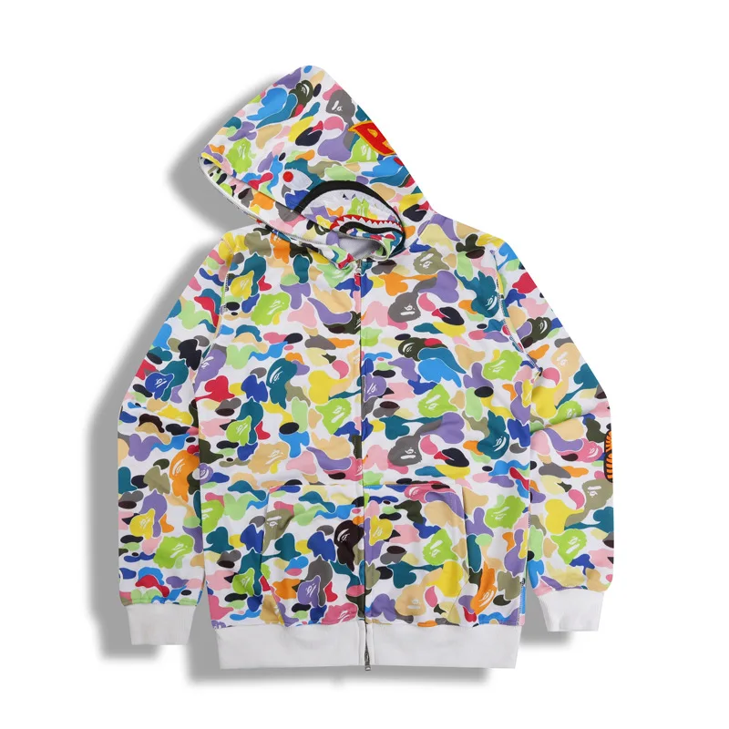 Мужской и женский свитер с капюшоном Bape Candy, камуфляжная Акула, куртка на молнии
Мужской и женский свитер с капюшоном Bape Candy, камуфляжная Акула, куртка на молнии