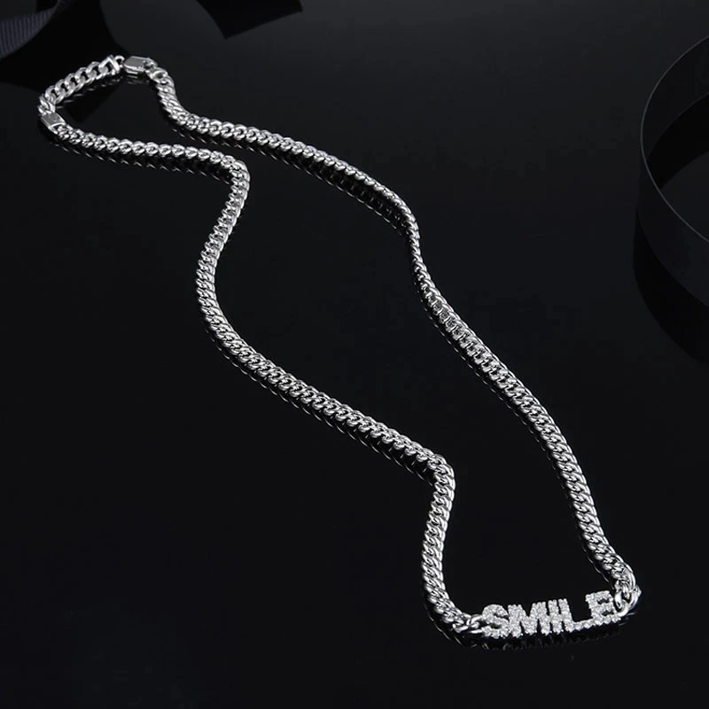 SOELLE Fashion Designer Letter SMILE Chain Necklace 925 Sterling Silver Cubic Zirconia Alphabet Choker Fine Women Jewelry Gift
SOELLE Fashion Designer Letter SMILE Chain Necklace 925 Sterling Silver Cubic Zirconia Alphabet Choker Fine Women Jewelry Gift