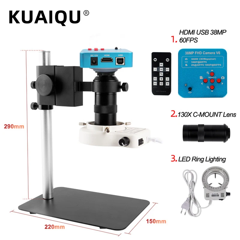 Newest 38MP HDMI Digital Microscope For Electronics Industrial Digital Video Microscope Camera Soldering 130X C mount Lens light 
Newest 38MP HDMI Digital Microscope For Electronics Industrial Digital Video Microscope Camera Soldering 130X C mount Lens light