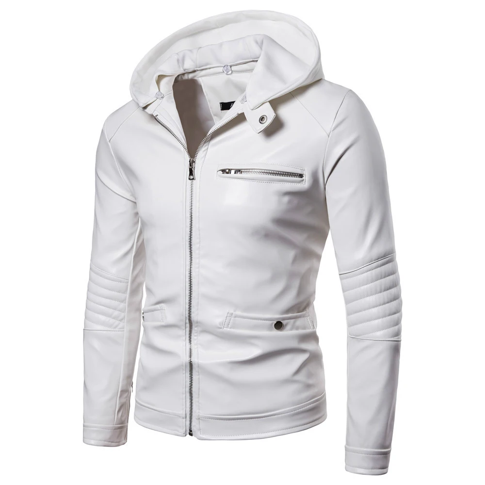 Men Leather Jacket Long Sleeve Zip Up Hooded White Motorcycle Jackets Oversize Male Faux Leather Moto Biker Coats Boys Outerwear
Men Leather Jacket Long Sleeve Zip Up Hooded White Motorcycle Jackets Oversize Male Faux Leather Moto Biker Coats Boys Outerwear