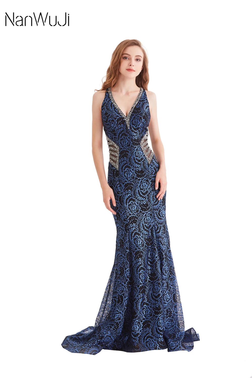 Sexy V Neck Bridesmaid Dresses Long In Stock Mermaid Navy Blue Sweep Train with Beading Crystals Prom Party Gowns
Sexy V Neck Bridesmaid Dresses Long In Stock Mermaid Navy Blue Sweep Train with Beading Crystals Prom Party Gowns