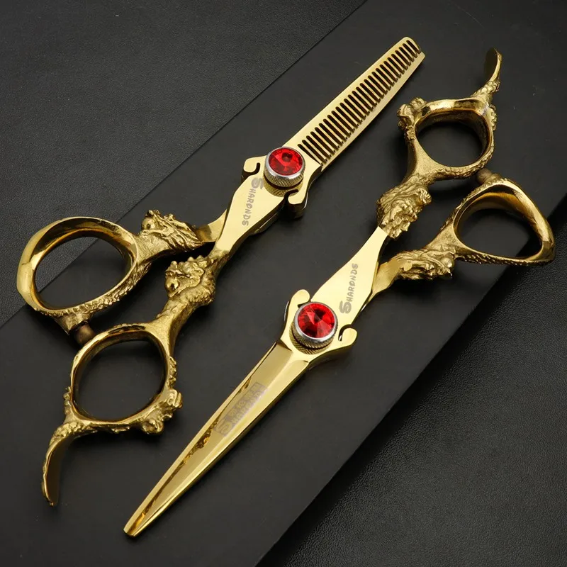 Gold haircutting scissors 6.0 5.5 inch hair professional Salon tool double Gragon cutting shears thinning clipper barber makas
Gold haircutting scissors 6.0 5.5 inch hair professional Salon tool double Gragon cutting shears thinning clipper barber makas