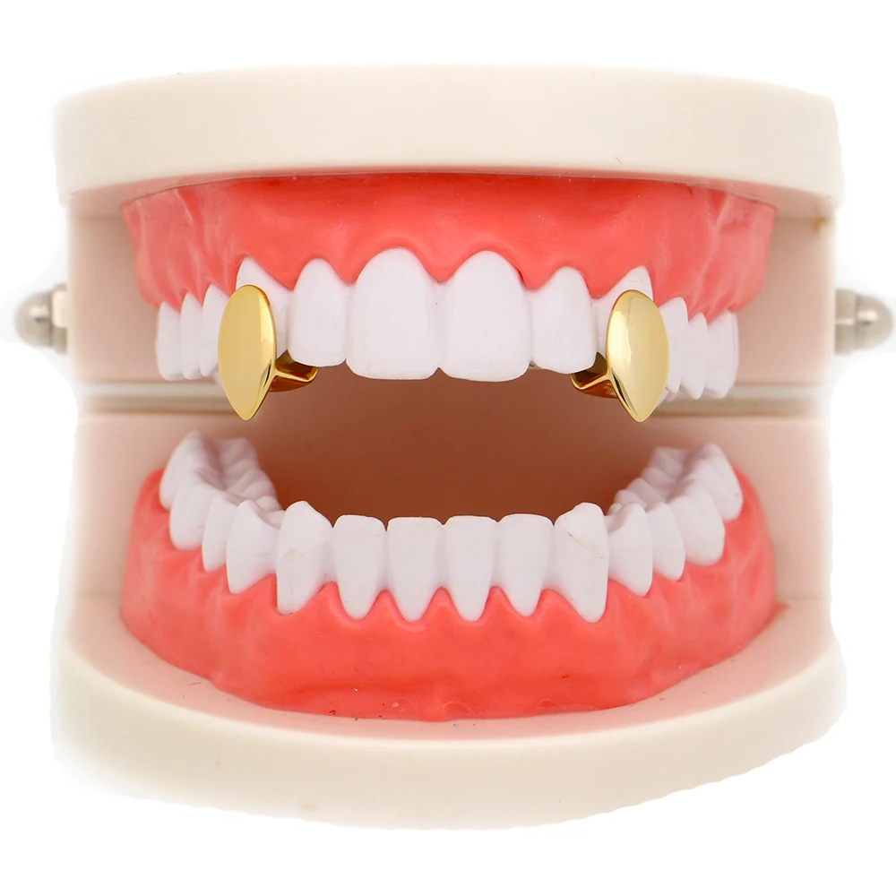 

LuReen Single Hip Hop Gold Silver Color Teeth Grillz For Women Men Top Vampire Fangs Tooth Grills Caps Single Tooth Jewelry