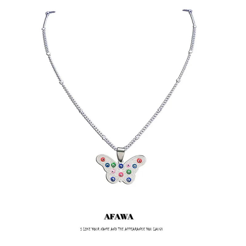 Stainless Steel Colorful Turkey Eyes Butterfly Charms Necklace Women Silver Color Chain Necklace Jewelry collier N5231S01
Stainless Steel Colorful Turkey Eyes Butterfly Charms Necklace Women Silver Color Chain Necklace Jewelry collier N5231S01