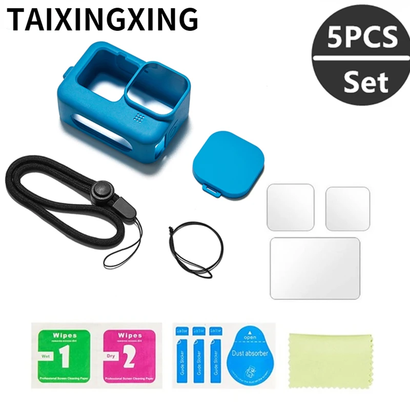 Silicone Case for GoPro Hero 9 Black Tempered Glass Screen Protector Protective Film Lens Cap Cover for Go Pro 9 Accessories 
Silicone Case for GoPro Hero 9 Black Tempered Glass Screen Protector Protective Film Lens Cap Cover for Go Pro 9 Accessories