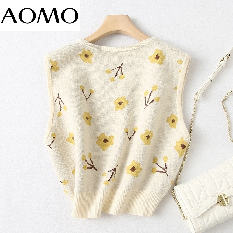 AOMO Women 2021 Fashion Oversized Flowers Knitted Vest Sweater V Neck Sleeveless Female Waistcoat Chic Tops YU77A
AOMO Women 2021 Fashion Oversized Flowers Knitted Vest Sweater V Neck Sleeveless Female Waistcoat Chic Tops YU77A