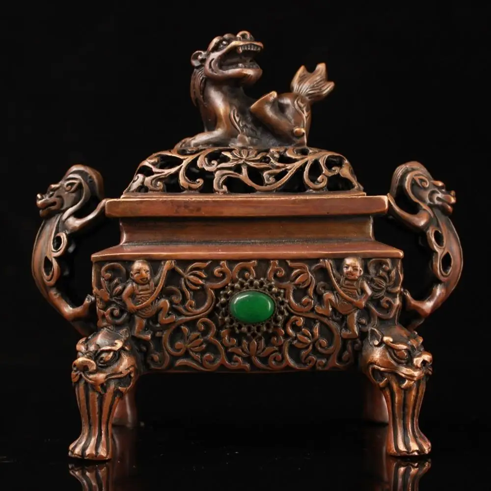 wedding decoration Pure copper handmade incense burner inlaid with gemstones and long ears
wedding decoration Pure copper handmade incense burner inlaid with gemstones and long ears