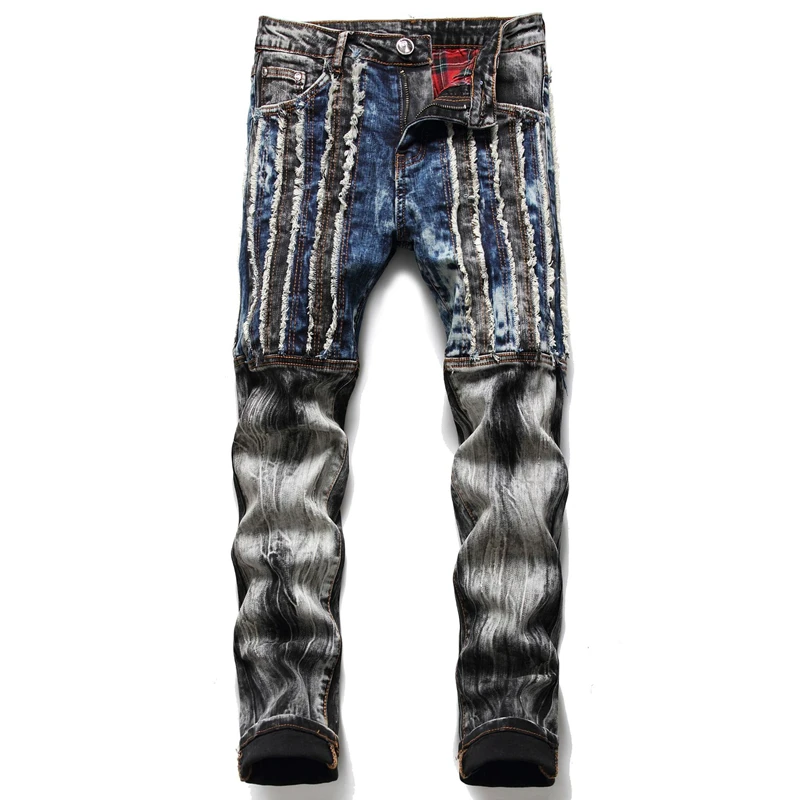 High Street Fashion Spring Autumn Men's Jeans Personal Designer Black Splicing Patch Denim Male Pants Skinny Hip Hop Trousers
High Street Fashion Spring Autumn Men's Jeans Personal Designer Black Splicing Patch Denim Male Pants Skinny Hip Hop Trousers