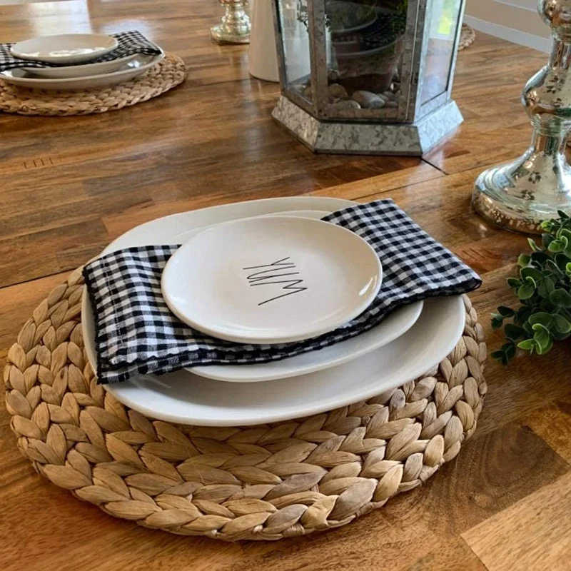 Woven Placemats for Dining Table , Water Hyacinth Weave Placemat Set Round Braided Rattan Tablemats Insulation Pads
Woven Placemats for Dining Table , Water Hyacinth Weave Placemat Set Round Braided Rattan Tablemats Insulation Pads
