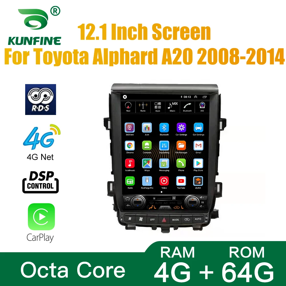 Tesla Style для Toyota Alphard A20 2008-2014Car Stereo Radio Octa Core 4GB RAM 64GB ROM Android 10 0 автомобильный DVD GPS плеер