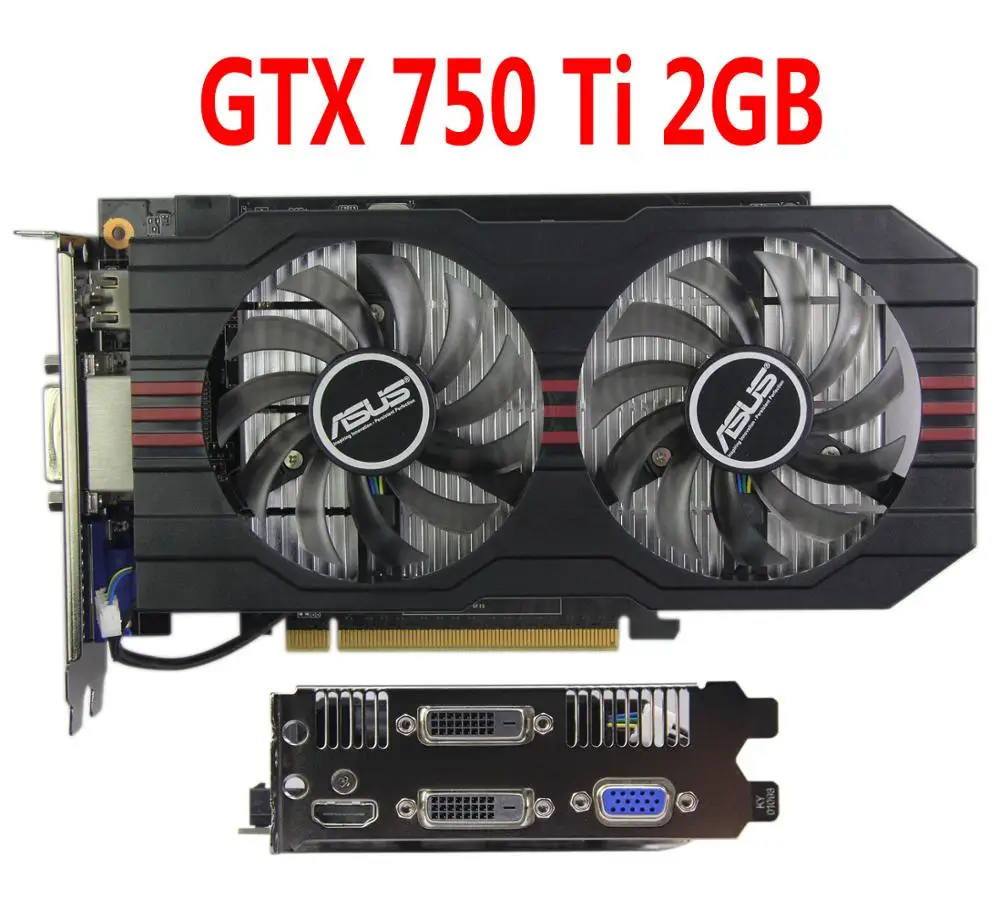 Видеокарта ASUS оригинальные видеокарты gtx 750 Ti 2 Гб 128Bit GDDR5 для nVIDIA Geforce gtx750Ti б/у VGA