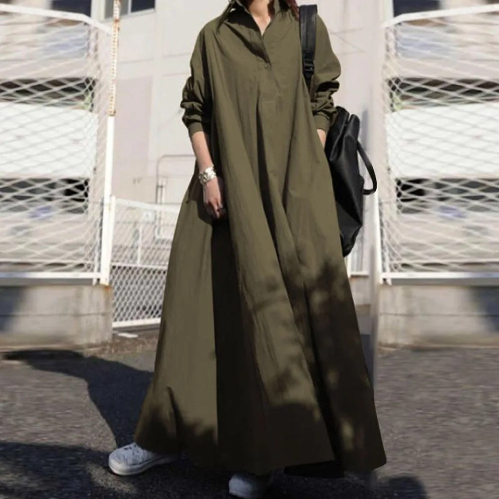 2021 Women Maxi Skirt Spring And Autumn New Style Ladies Loose Solid Retro Shirt Casual Long Dress Long Sleeve Big Swing Dress
2021 Women Maxi Skirt Spring And Autumn New Style Ladies Loose Solid Retro Shirt Casual Long Dress Long Sleeve Big Swing Dress