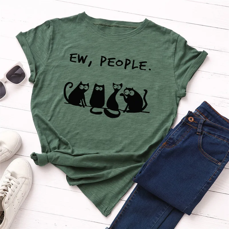 Plus Size 100%Cotton T-Shirt Ew People Cat Print T Shirt Women Shirts O Neck Short Sleeve Tees Summer Women TShirt Pink Tops
Plus Size 100%Cotton T-Shirt Ew People Cat Print T Shirt Women Shirts O Neck Short Sleeve Tees Summer Women TShirt Pink Tops