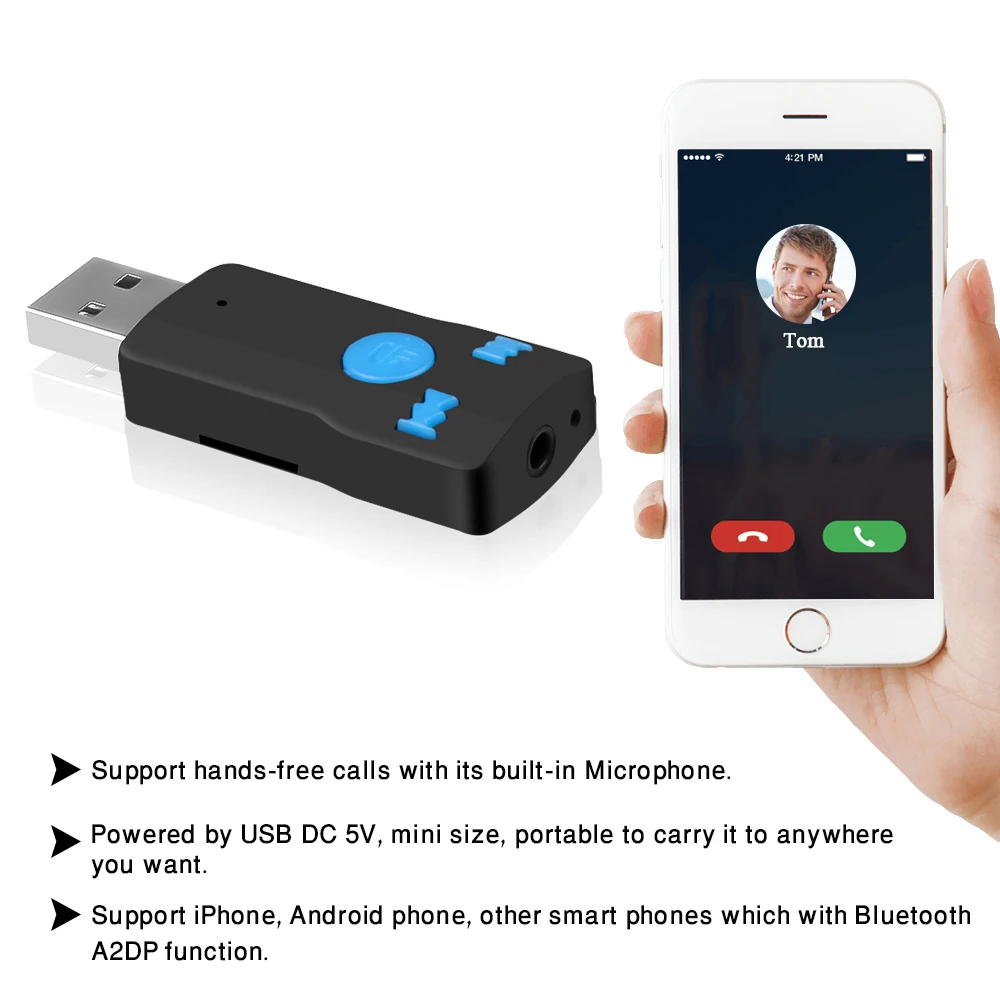 USB адаптер bluetooth-приемник аудио для звонков автомобильного динамика приемник