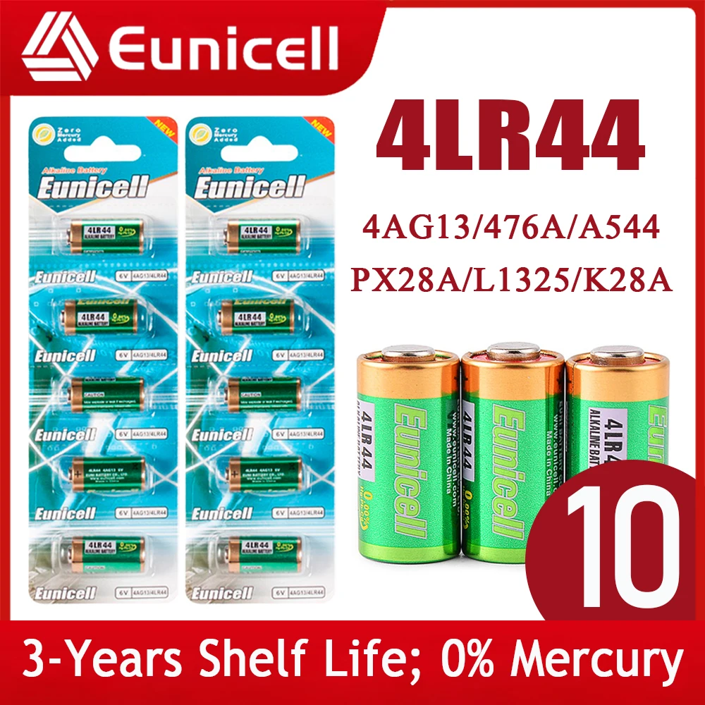 Eunicell 1PCS 4LR44 6V Battery 28A PX28A 476A A544 K28A L1325 4AG13 170mAh Alkaline Batteries for Car Remote Toys Calculator
Eunicell 1PCS 4LR44 6V Battery 28A PX28A 476A A544 K28A L1325 4AG13 170mAh Alkaline Batteries for Car Remote Toys Calculator