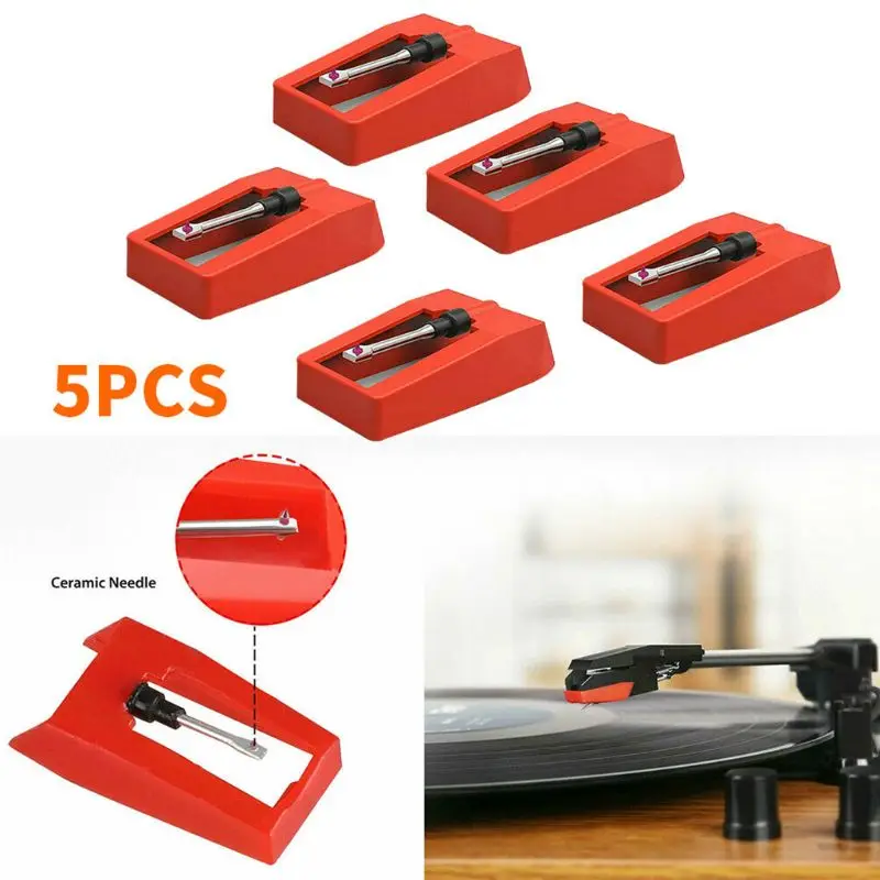 

C5AE 5PCS Universal Replacement Aluminum Record Player Needle Stylus for Music Turntable Spared Repair Parts