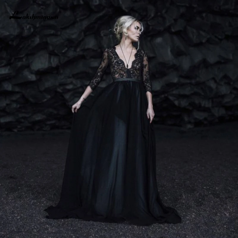 Vintage Gothic Black Lace Top Wedding Dress Long Sleeves Sexy Deep V-Neck Bridal Dress Country Wedding Gowns Tulle Robe Mariage
Vintage Gothic Black Lace Top Wedding Dress Long Sleeves Sexy Deep V-Neck Bridal Dress Country Wedding Gowns Tulle Robe Mariage