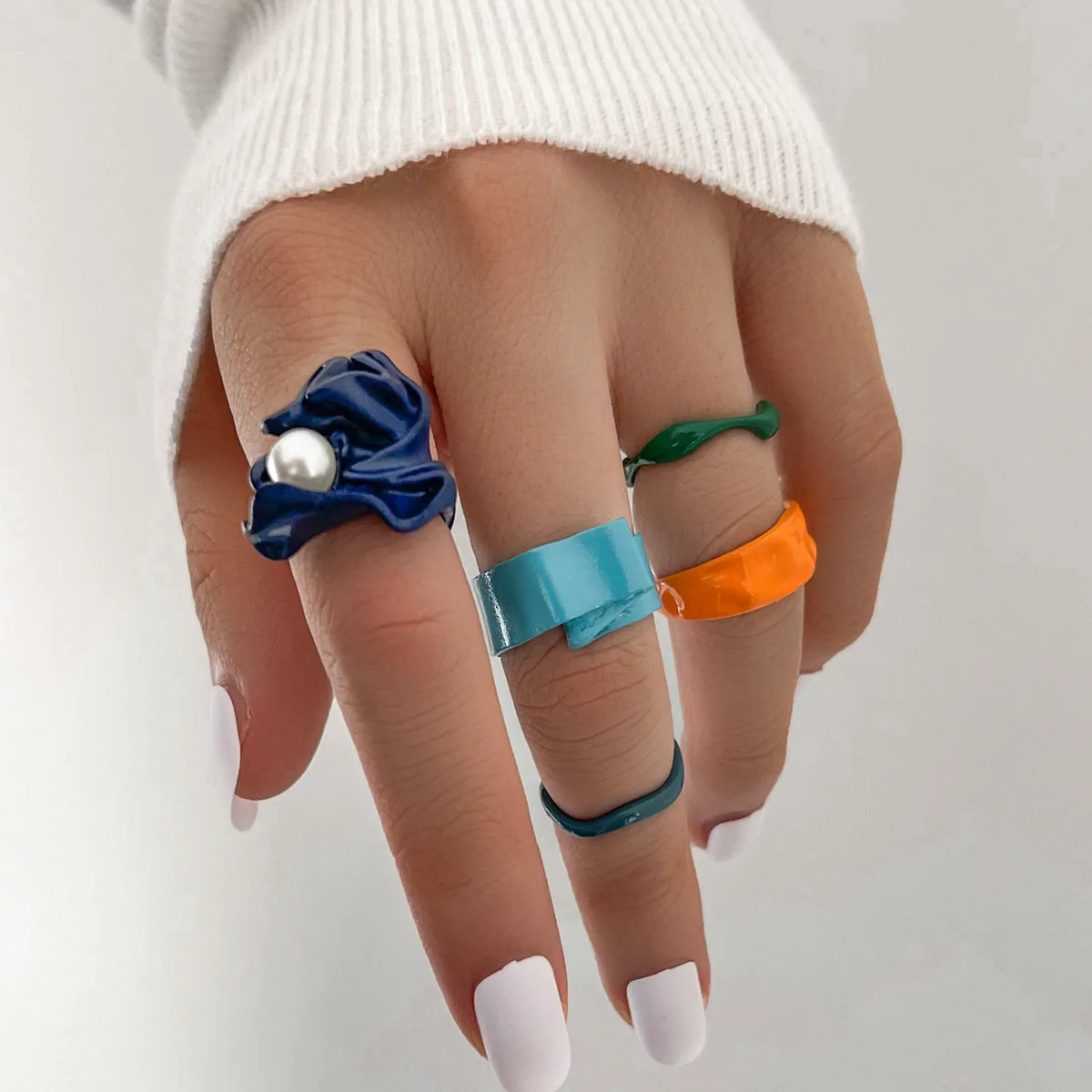 Multi-Piece Trendy Colorful Dripping Oil Geometric Rings Irregular Open Rings for Women Candy Color Hand-painted Knuckle Ring
Multi-Piece Trendy Colorful Dripping Oil Geometric Rings Irregular Open Rings for Women Candy Color Hand-painted Knuckle Ring
