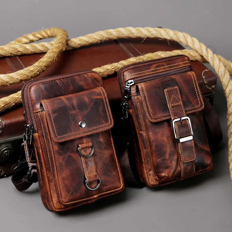 Men'S First Layer Cowhide Waterproof Shoulder Packet Retro Wear-Resistant Waist Bag Fashion All-Match Small Satchel
Men'S First Layer Cowhide Waterproof Shoulder Packet Retro Wear-Resistant Waist Bag Fashion All-Match Small Satchel