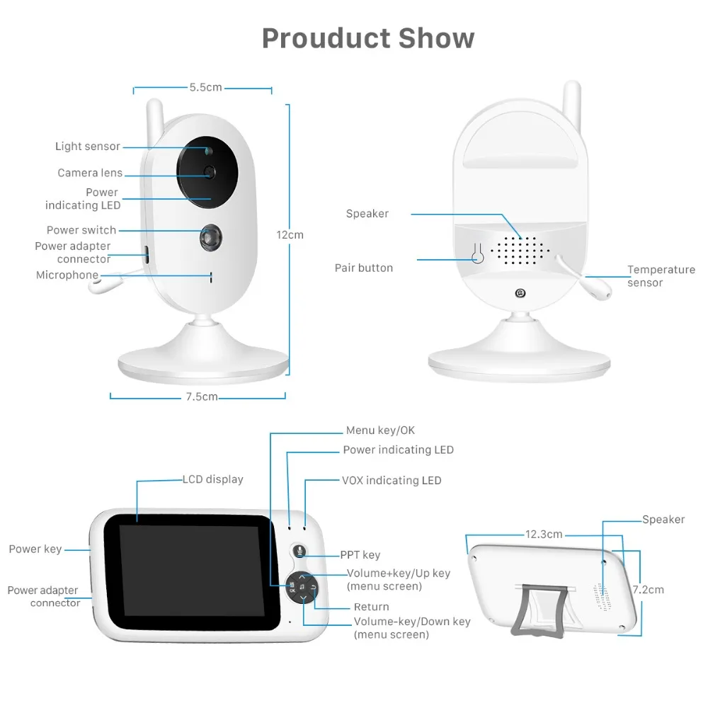 Wifi цифровая камера Детский Монитор 3 5 дюймов TFT экран Мониторинг температуры