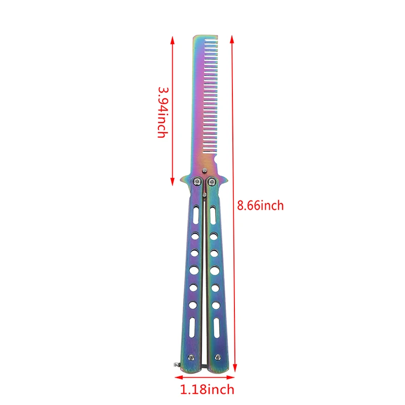1pc Foldable Comb Stainless Steel Practice Training Butterfly Knife Comb Beard & Moustache Brushes Hairdressing Styling Tool
1pc Foldable Comb Stainless Steel Practice Training Butterfly Knife Comb Beard & Moustache Brushes Hairdressing Styling Tool