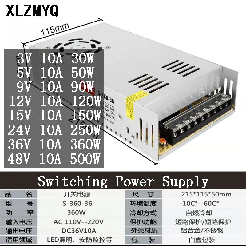 Оссветильник ительный трансформатор AC110V-220V to DC 3V 5V 9V 12V 24V 36V 48V 10A, блок питания, контрольный трансформатор питания для светодиодной ленсветил...
Оссветильник ительный трансформатор AC110V-220V to DC 3V 5V 9V 12V 24V 36V 48V 10A, блок питания, контрольный трансформатор питания для светодиодной ленсветил...