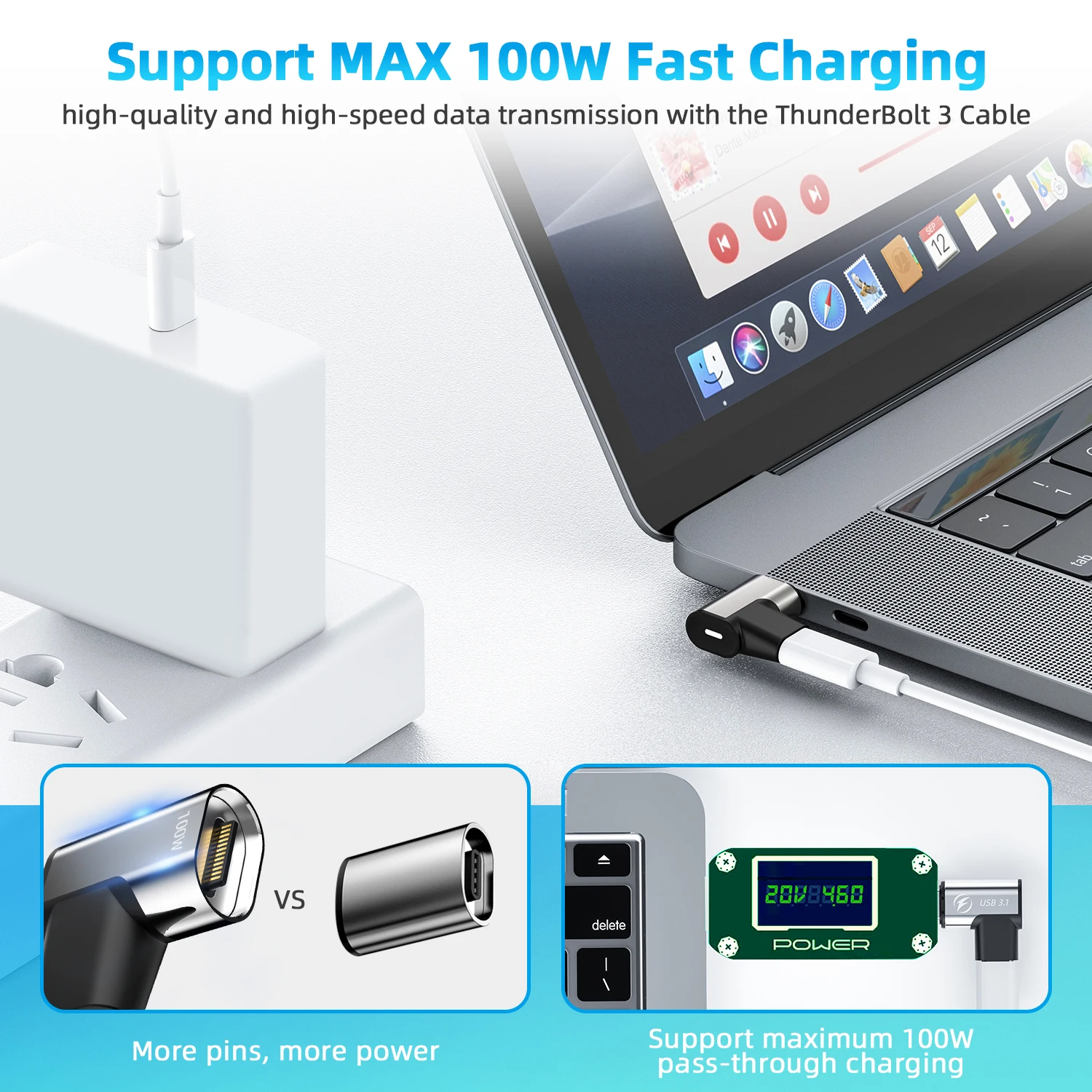 Magnetic USB C Adapter 24Pins Type Connector PD 100W Fast Charging Converter for Thunderbolt 3 MacBook iPad Pro Switch | Мобильные