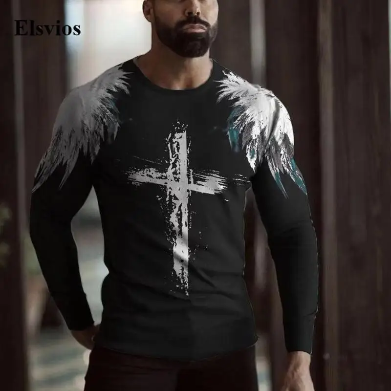 Уличная одежда, повседневный мужской пуловер с длинным рукавом, топы, ретро, с перекрестным принтом, Повседневная футболка с круглым вырезо... 
Уличная одежда, повседневный мужской пуловер с длинным рукавом, топы, ретро, с перекрестным принтом, Повседневная футболка с круглым вырезо...