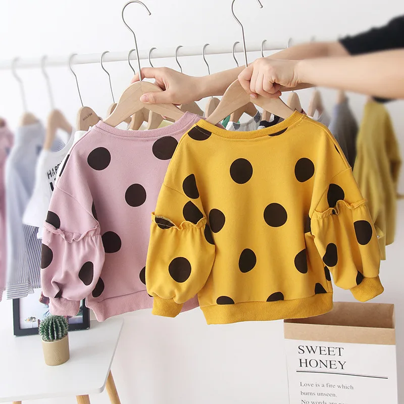 Baby top Spring new style baby girl cloths polka dot knitted long-sleeved sweater children clothing autumn Girls T-shirt
Baby top Spring new style baby girl cloths polka dot knitted long-sleeved sweater children clothing autumn Girls T-shirt
