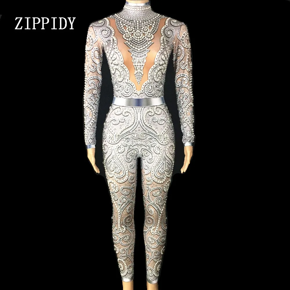 Fashion Hot Sale Stones Pearls Jumpsuit Stretch Spandex Bodysuit Women Singer Costumes Outfit Birthday Celebrate Evening Dress
Fashion Hot Sale Stones Pearls Jumpsuit Stretch Spandex Bodysuit Women Singer Costumes Outfit Birthday Celebrate Evening Dress
