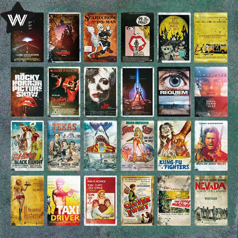 Classic Movie Metal Tin Sign Vintage Wall Sticker Shabby Style Retro Metal Poster Tin Plaque for Cinema Movie Theater Club Decor
Classic Movie Metal Tin Sign Vintage Wall Sticker Shabby Style Retro Metal Poster Tin Plaque for Cinema Movie Theater Club Decor
