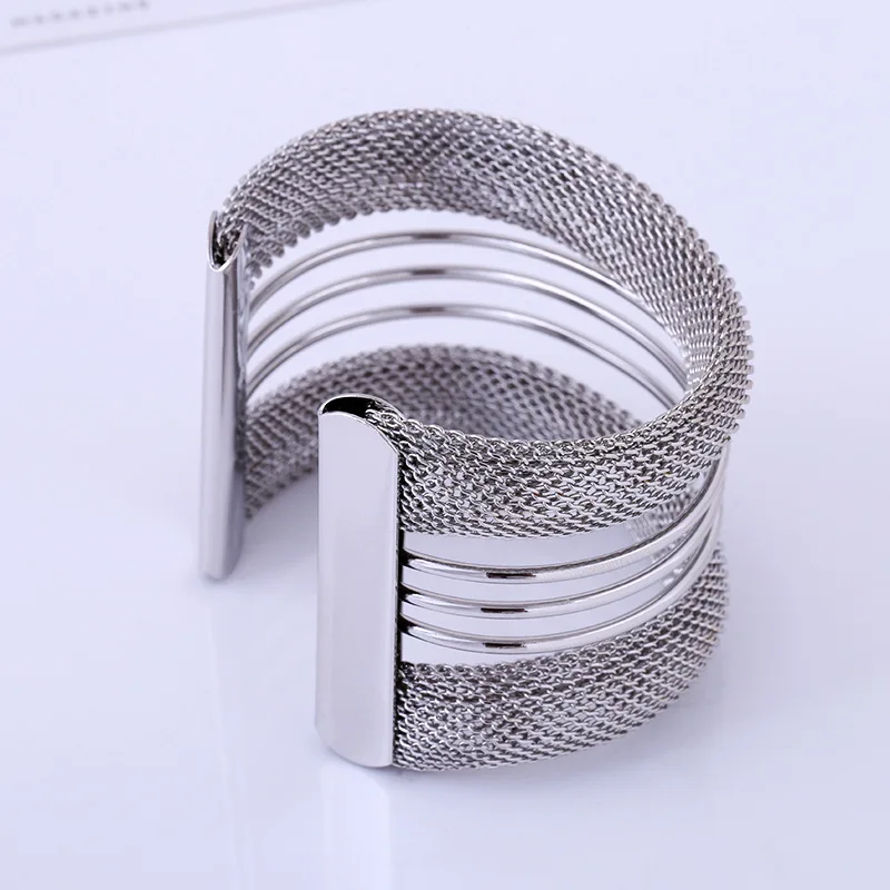 New Women Fashion Elegent Alloy Wide Spring Cuff Bracelet Bracelets & Bangles Jewelry |