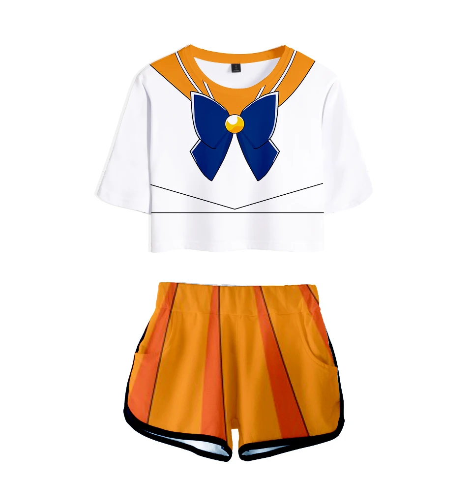 Sailor Moon comic character suit 3D casual belly button T-shirt + shorts ladies two-piece fashion 3D green girl 2 piece set
Sailor Moon comic character suit 3D casual belly button T-shirt + shorts ladies two-piece fashion 3D green girl 2 piece set