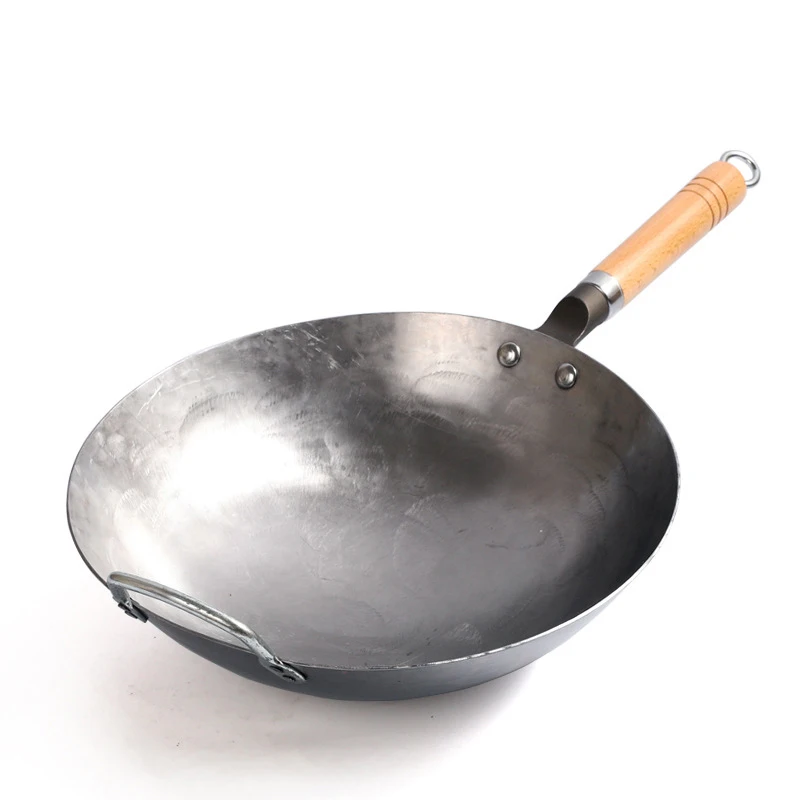 Китайская традиционная железная Woks Ручная ковка сковорода без покрытия большой