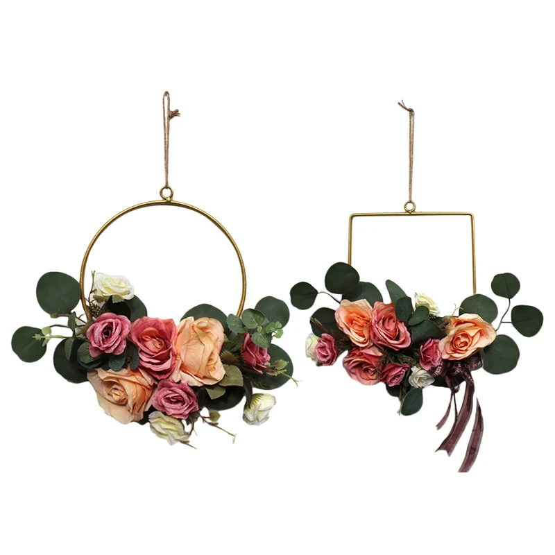 Floral Hoop Wreath Artificial Rose Flower and Green Leaf Hanging Hoop Wreath for Front Door Wedding Home Decor
Floral Hoop Wreath Artificial Rose Flower and Green Leaf Hanging Hoop Wreath for Front Door Wedding Home Decor