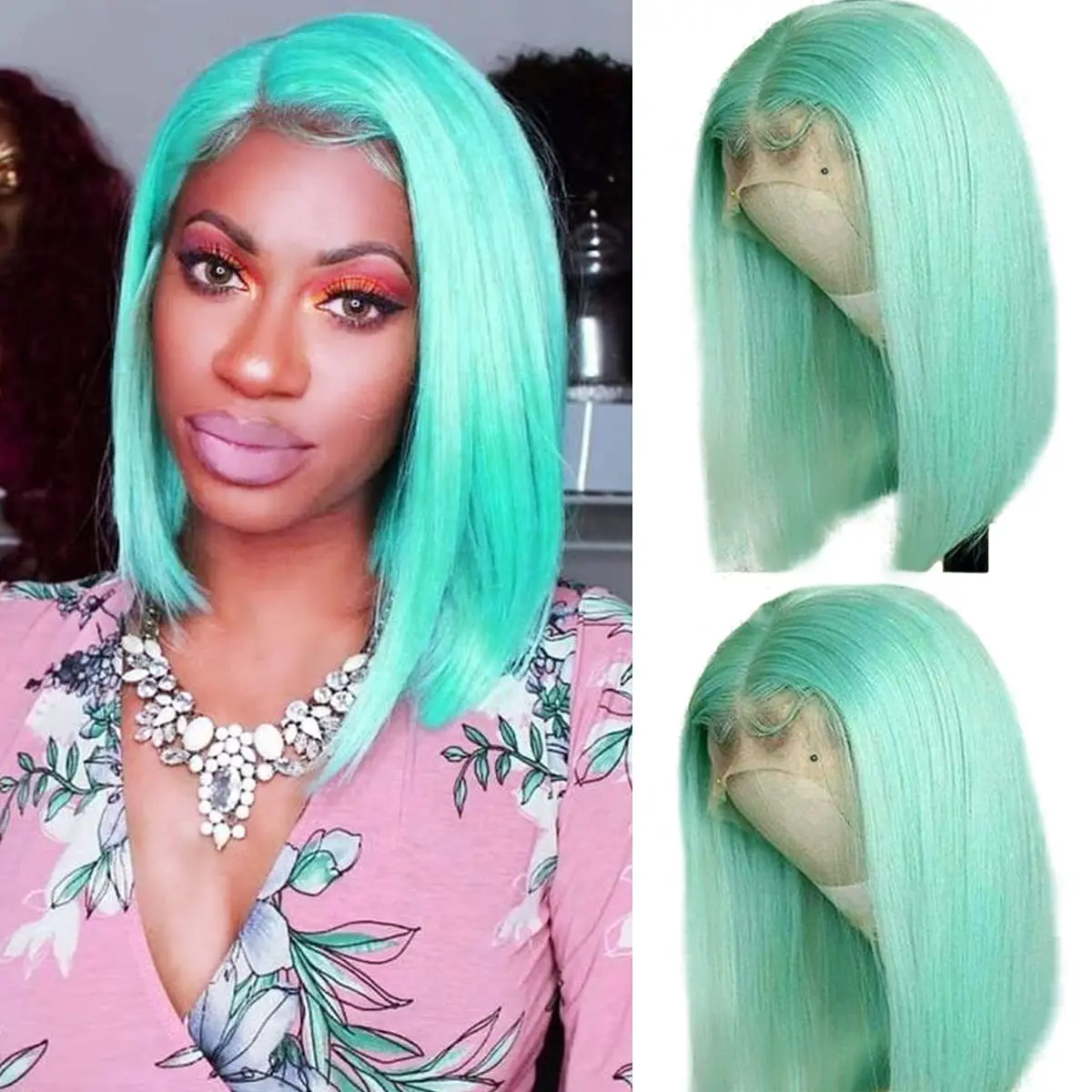 Short Bob Wigs Brazilian Remy Hair Straight 13x4 Lace Front Wig for Black Women Mint Green Lace Wigs 150% Density
Short Bob Wigs Brazilian Remy Hair Straight 13x4 Lace Front Wig for Black Women Mint Green Lace Wigs 150% Density