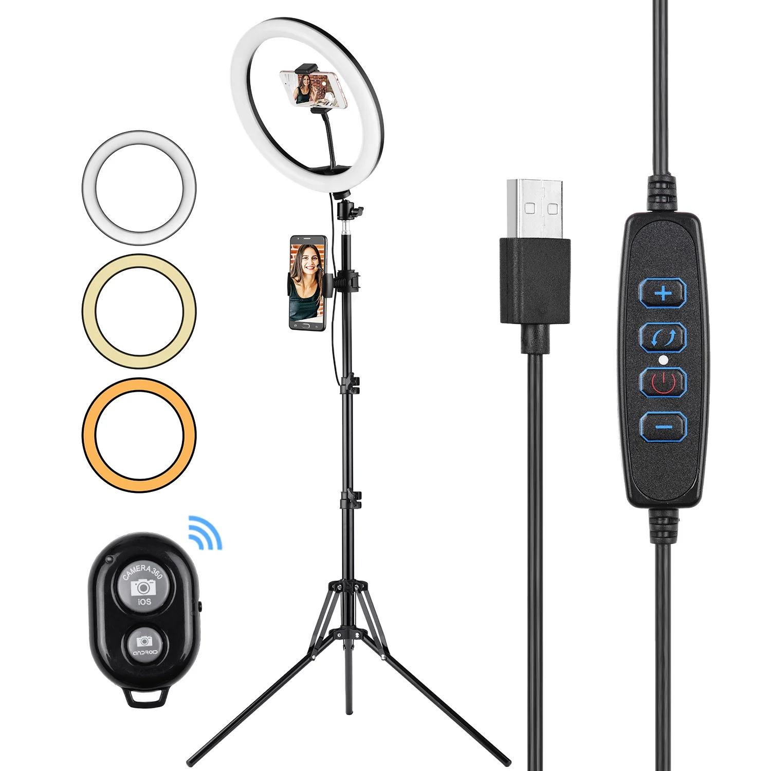 12 Inch LED Ring Lights Ringlight with Phone Holders Remote Tripod Light Stand 3 Color Photography Lighting Video lamp
12 Inch LED Ring Lights Ringlight with Phone Holders Remote Tripod Light Stand 3 Color Photography Lighting Video lamp