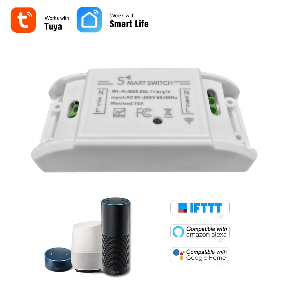 Wifi Smart Switch 10A/2200W Wireless Remote Switch for Android/IOS APP Control Smart Home Automation Module
Wifi Smart Switch 10A/2200W Wireless Remote Switch for Android/IOS APP Control Smart Home Automation Module